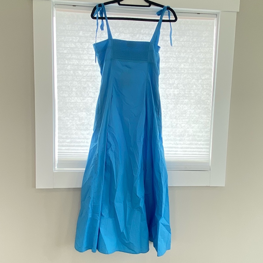 Nicholas Tatianna Tie Strap Cotton Midi Dress In Swim - Blue US 6 - Picture 5 of 9
